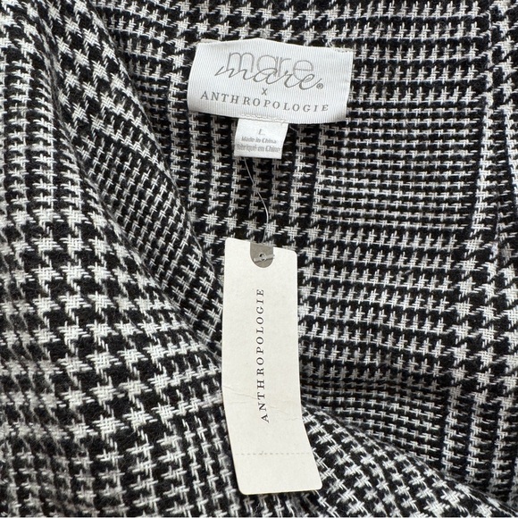 NWT Mare Mare x Anthropologie Houndstooth Fringe Mini Skirt Preppy Black White L - Picture 11 of 12